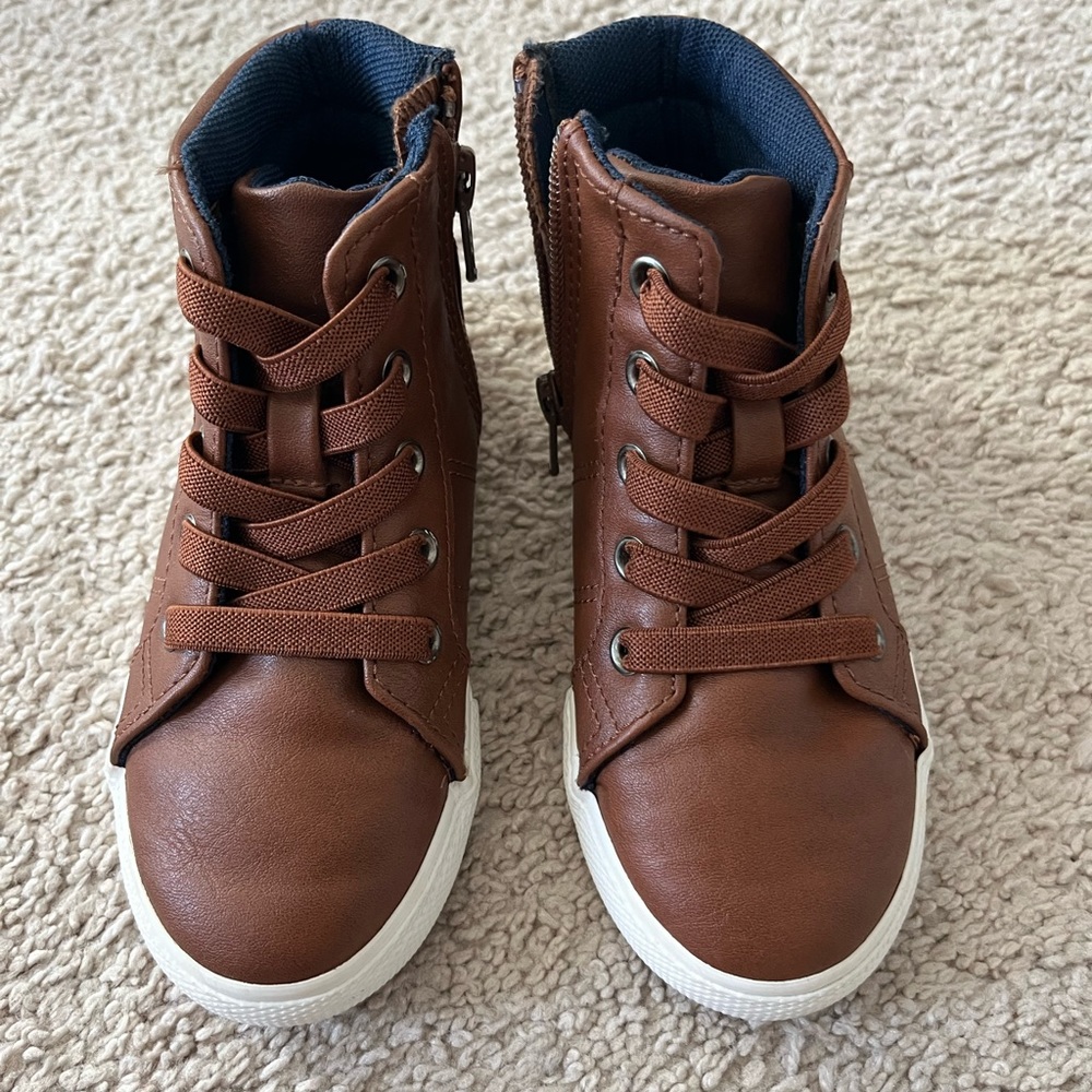 Cat Jack Brown Leather Boot Sneakers. Kids.